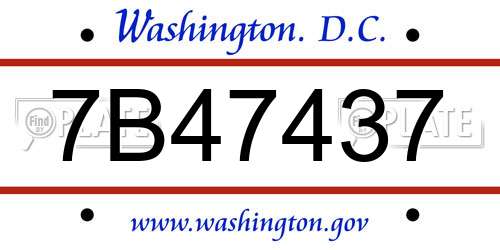 7B47437 District Of Columbia License Plate