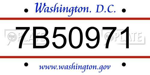 7B50971 District Of Columbia License Plate