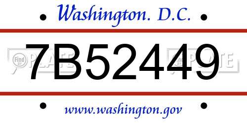 7B52449 District Of Columbia License Plate