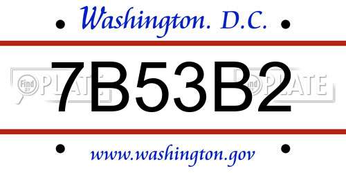 7B53B2 District Of Columbia License Plate
