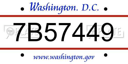 7B57449 District Of Columbia License Plate