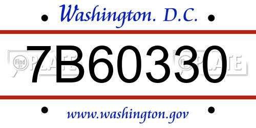 7B60330 District Of Columbia License Plate
