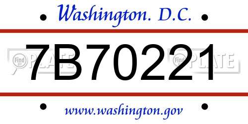 7B70221 District Of Columbia License Plate