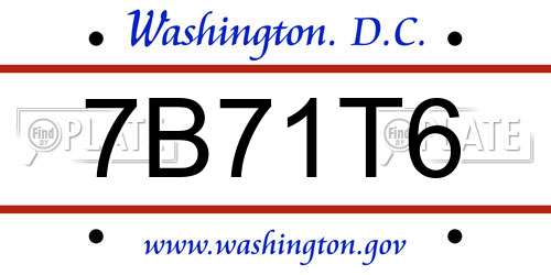 7B71T6 District Of Columbia License Plate