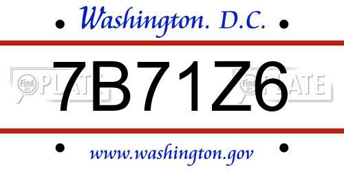 7B71Z6 District Of Columbia License Plate