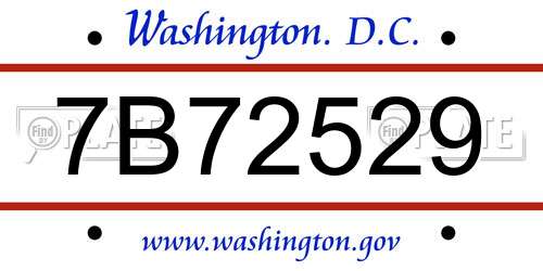 7B72529 District Of Columbia License Plate