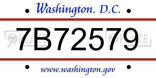 7B72579 District Of Columbia License Plate