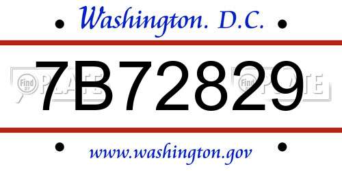7B72829 District Of Columbia License Plate
