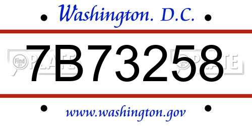 7B73258 District Of Columbia License Plate