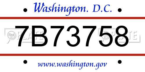 7B73758 District Of Columbia License Plate