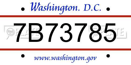 7B73785 District Of Columbia License Plate