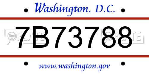 7B73788 District Of Columbia License Plate