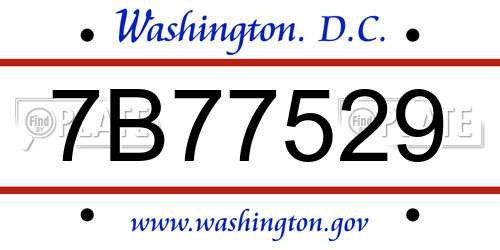 7B77529 District Of Columbia License Plate
