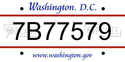 7B77579 District Of Columbia License Plate