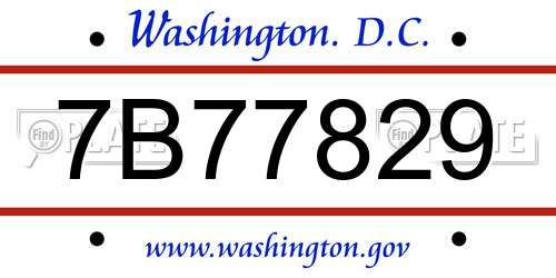 7B77829 District Of Columbia License Plate