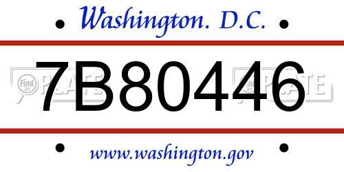 7B80446 District Of Columbia License Plate
