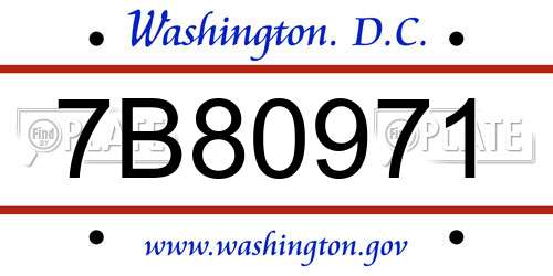7B80971 District Of Columbia License Plate