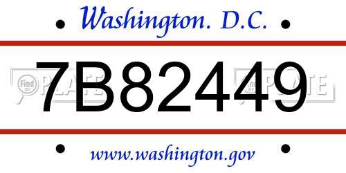 7B82449 District Of Columbia License Plate