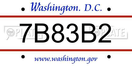 7B83B2 District Of Columbia License Plate
