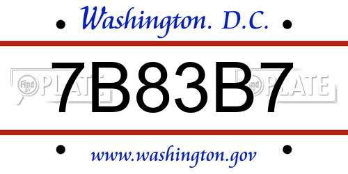 7B83B7 District Of Columbia License Plate