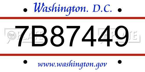 7B87449 District Of Columbia License Plate
