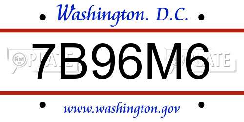 7B96M6 District Of Columbia License Plate
