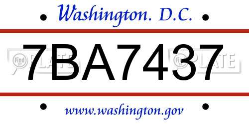 7BA7437 District Of Columbia License Plate