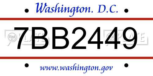 7BB2449 District Of Columbia License Plate