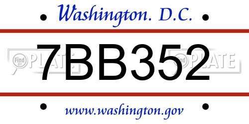 7BB352 District Of Columbia License Plate