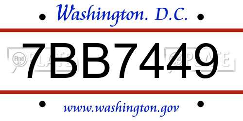7BB7449 District Of Columbia License Plate