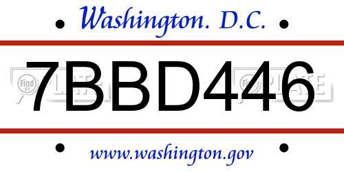 7BBD446 District Of Columbia License Plate