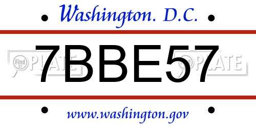 7BBE57 District Of Columbia License Plate