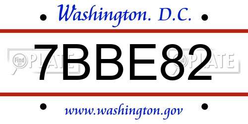 7BBE82 District Of Columbia License Plate