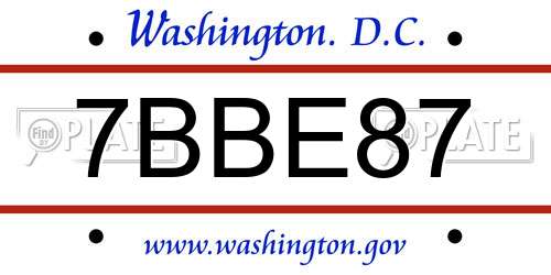 7BBE87 District Of Columbia License Plate