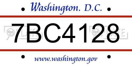 7BC4128 District Of Columbia License Plate