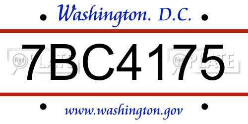 7BC4175 District Of Columbia License Plate