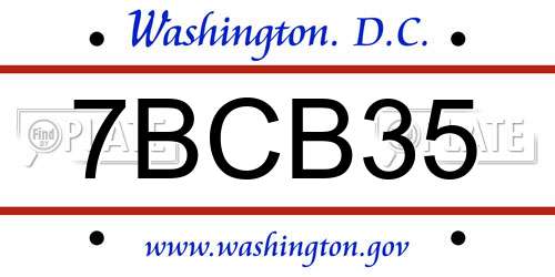 7BCB35 District Of Columbia License Plate