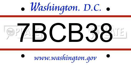 7BCB38 District Of Columbia License Plate