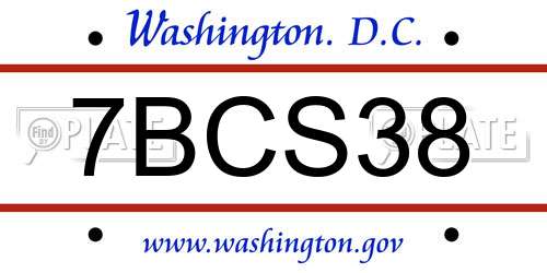 7BCS38 District Of Columbia License Plate