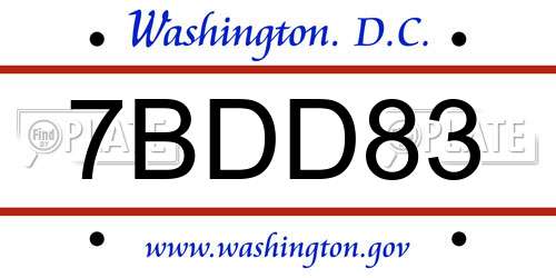7BDD83 District Of Columbia License Plate