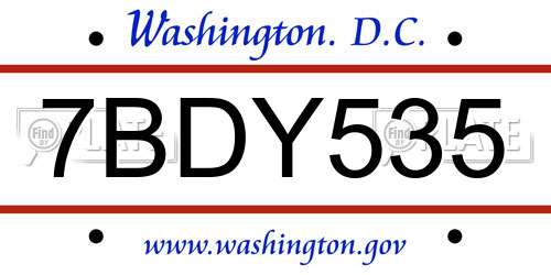 7BDY535 District Of Columbia License Plate