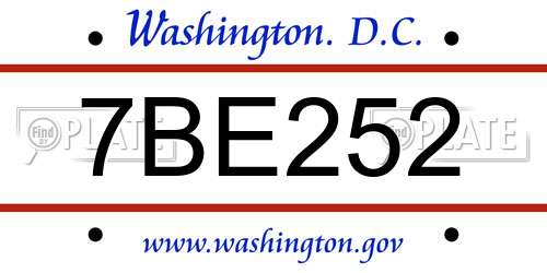 7BE252 District Of Columbia License Plate