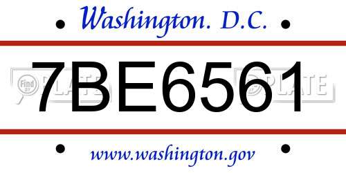7BE6561 District Of Columbia License Plate