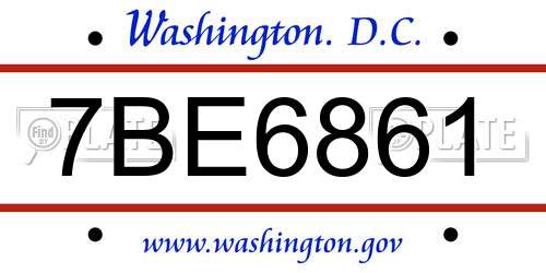 7BE6861 District Of Columbia License Plate