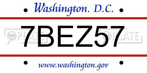 7BEZ57 District Of Columbia License Plate