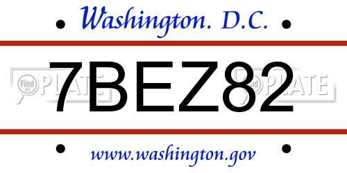 7BEZ82 District Of Columbia License Plate