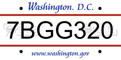 7BGG320 District Of Columbia License Plate