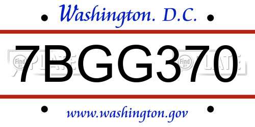 7BGG370 District Of Columbia License Plate