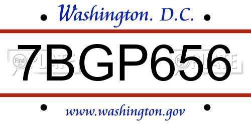7BGP656 District Of Columbia License Plate
