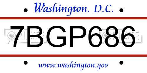 7BGP686 District Of Columbia License Plate